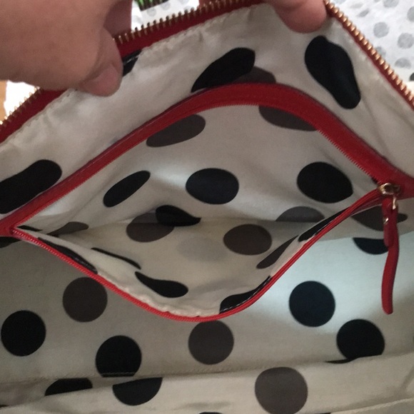 Kate Spade ♠️ flashy BRIGHT cherry red leather satchel! - Picture 8 of 17